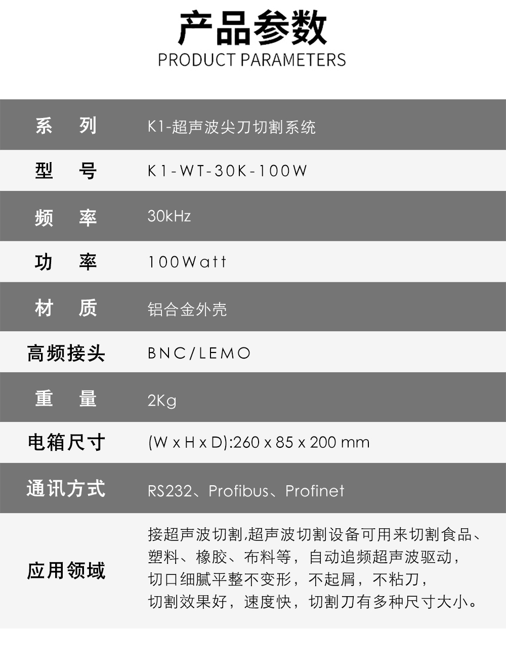 K1-超声波尖刀切割系统介绍